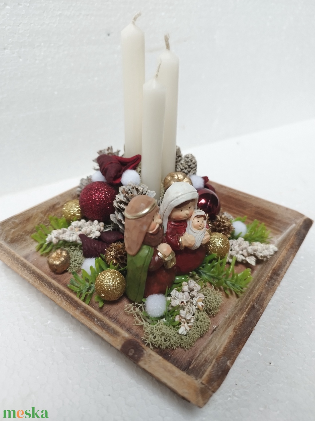Betlehemi gyertyás asztaldísz - karácsony - karácsonyi lakásdekoráció - ünnepi asztaldekoráció - Meska.hu