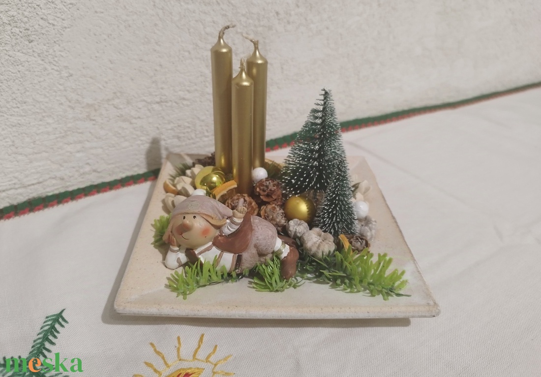Manós asztaldísz gyertyával  - karácsony - karácsonyi lakásdekoráció - ünnepi asztaldekoráció - Meska.hu