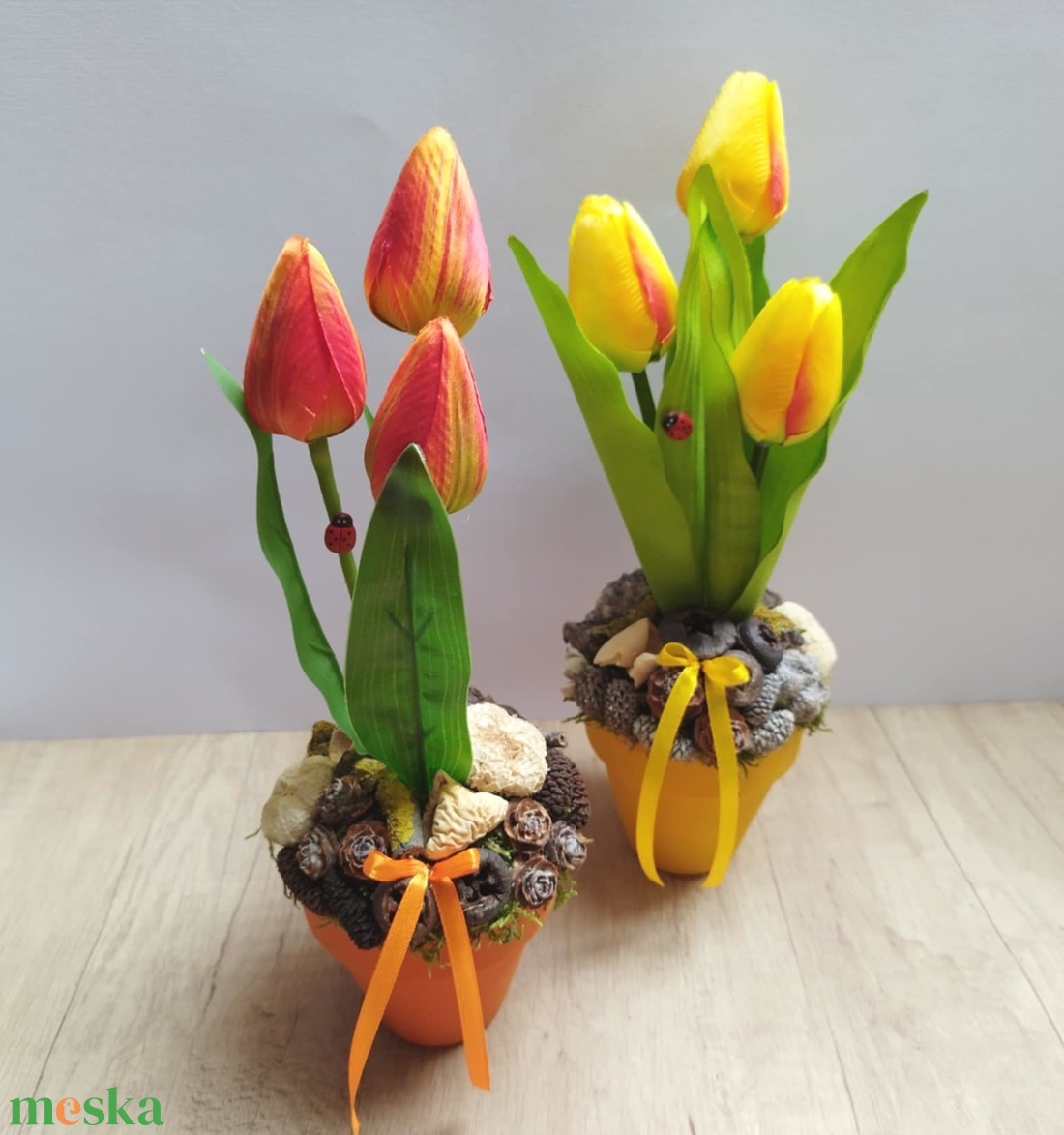 Tulipános tavaszi asztaldísz - otthon & életmód - dekoráció - asztal és polc dekoráció - asztaldísz - Meska.hu