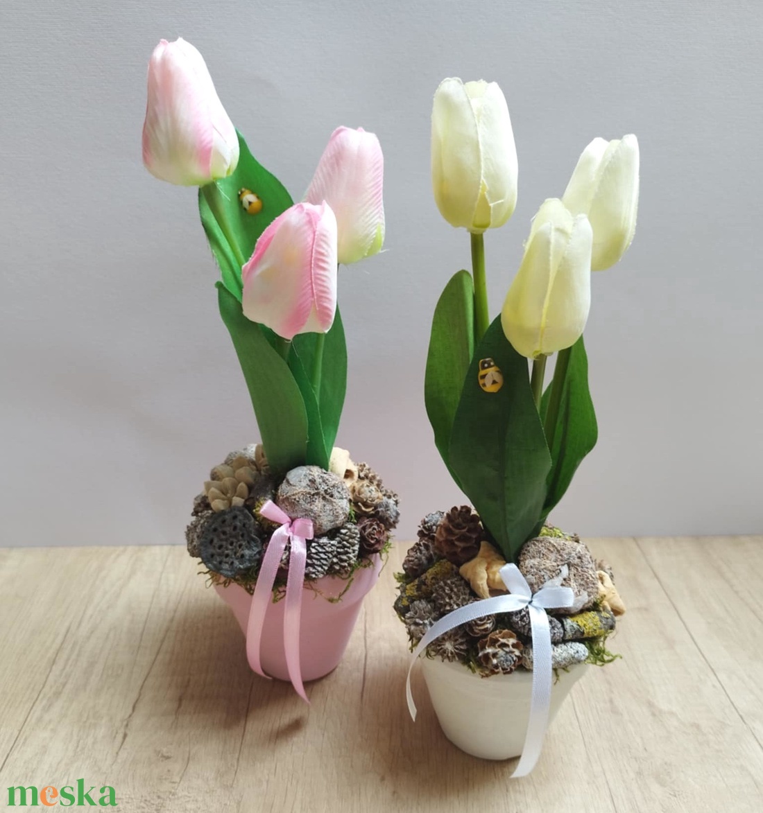 Tulipános tavaszi asztaldísz - otthon & életmód - dekoráció - asztal és polc dekoráció - asztaldísz - Meska.hu