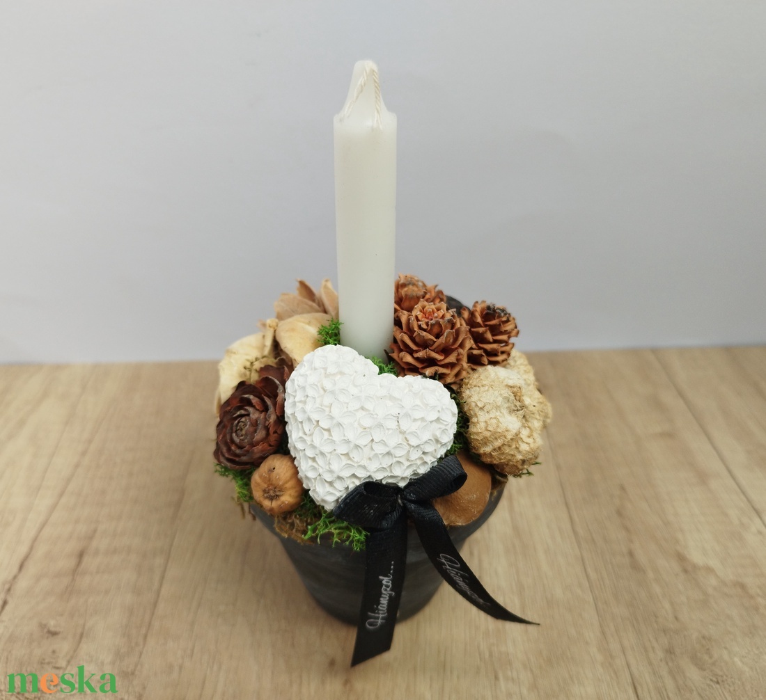 Gyertyás kegyeleti dísz, kicsi (Sírdísz)  - otthon & életmód - vallás - temetkezési tárgy - sírdísz, kegyeleti dísz - Meska.hu