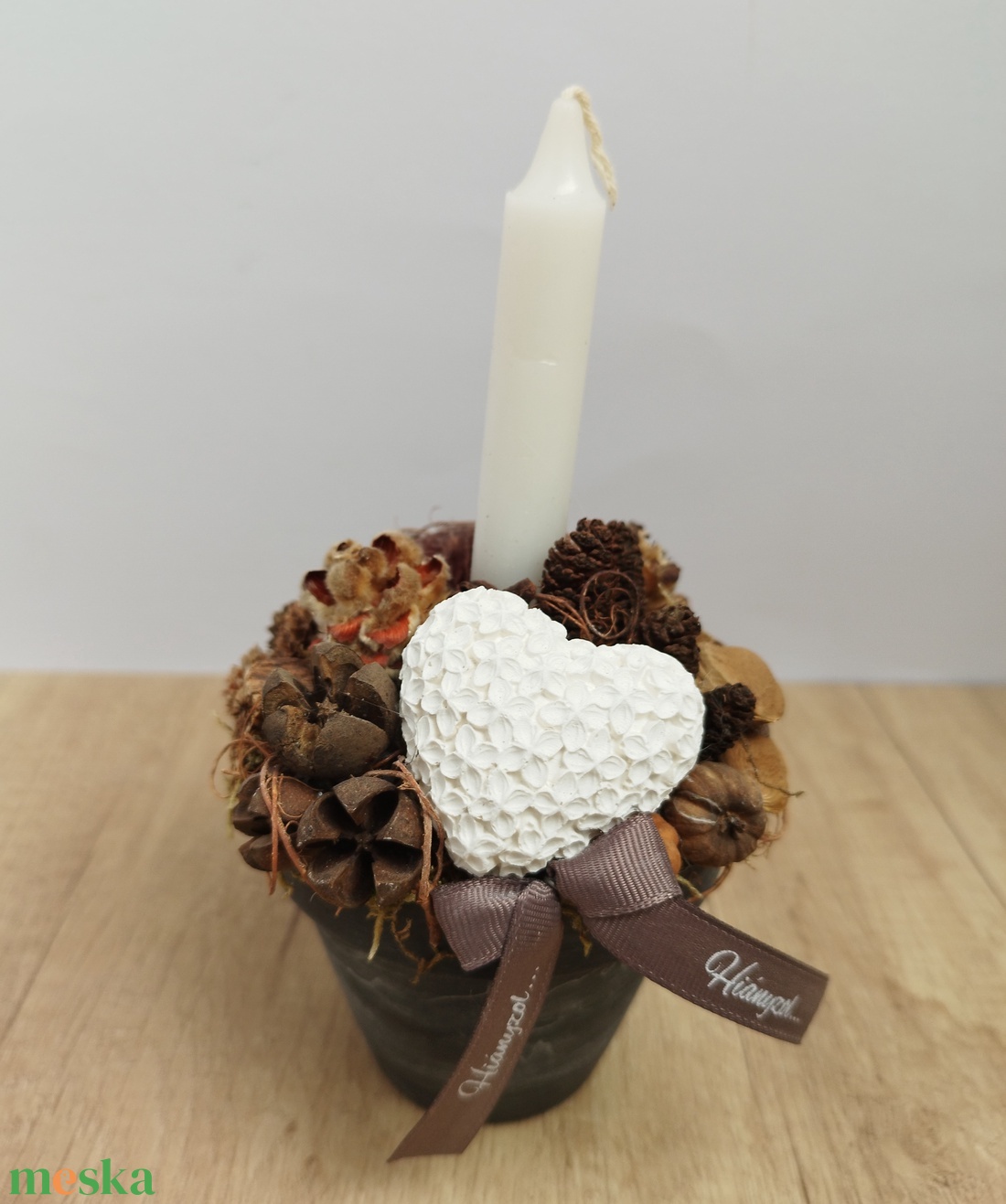 Gyertyás kegyeleti dísz, kicsi (Sírdísz)  - otthon & életmód - vallás - temetkezési tárgy - sírdísz, kegyeleti dísz - Meska.hu