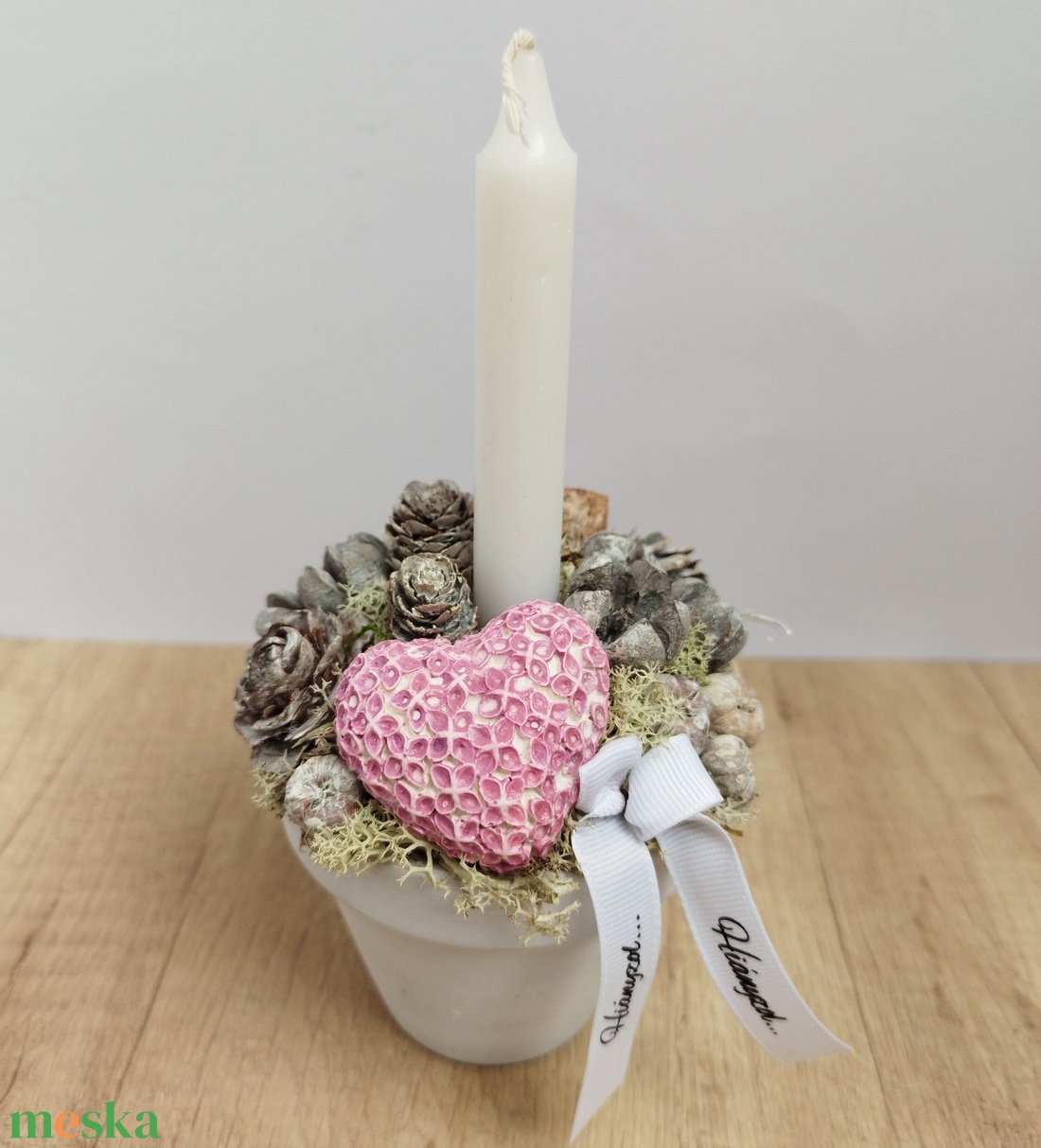 Gyertyás kegyeleti dísz, kicsi (Sírdísz)  - otthon & életmód - vallás - temetkezési tárgy - sírdísz, kegyeleti dísz - Meska.hu