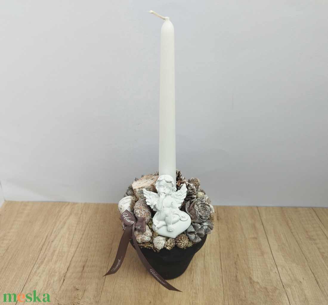 Gyertyás kegyeleti dísz, nagy (Sírdísz)  - otthon & életmód - vallás - temetkezési tárgy - sírdísz, kegyeleti dísz - Meska.hu