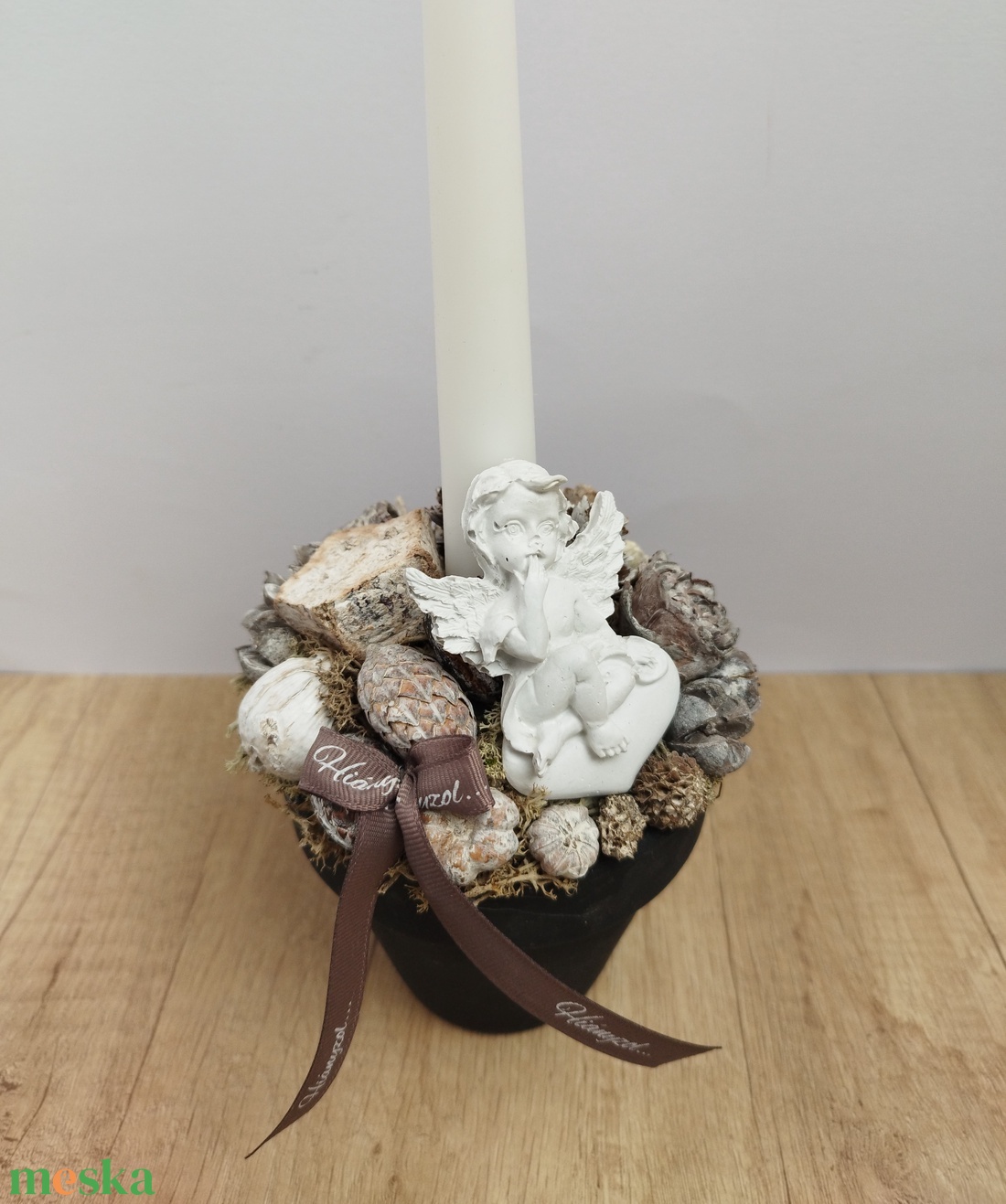 Gyertyás kegyeleti dísz, nagy (Sírdísz)  - otthon & életmód - vallás - temetkezési tárgy - sírdísz, kegyeleti dísz - Meska.hu