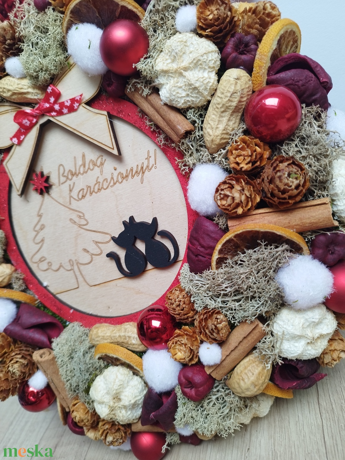 Cica kedvelőknek kopogtató piros - otthon & életmód - dekoráció - ajtó- és ablak dekoráció - ajtódísz & kopogtató - Meska.hu