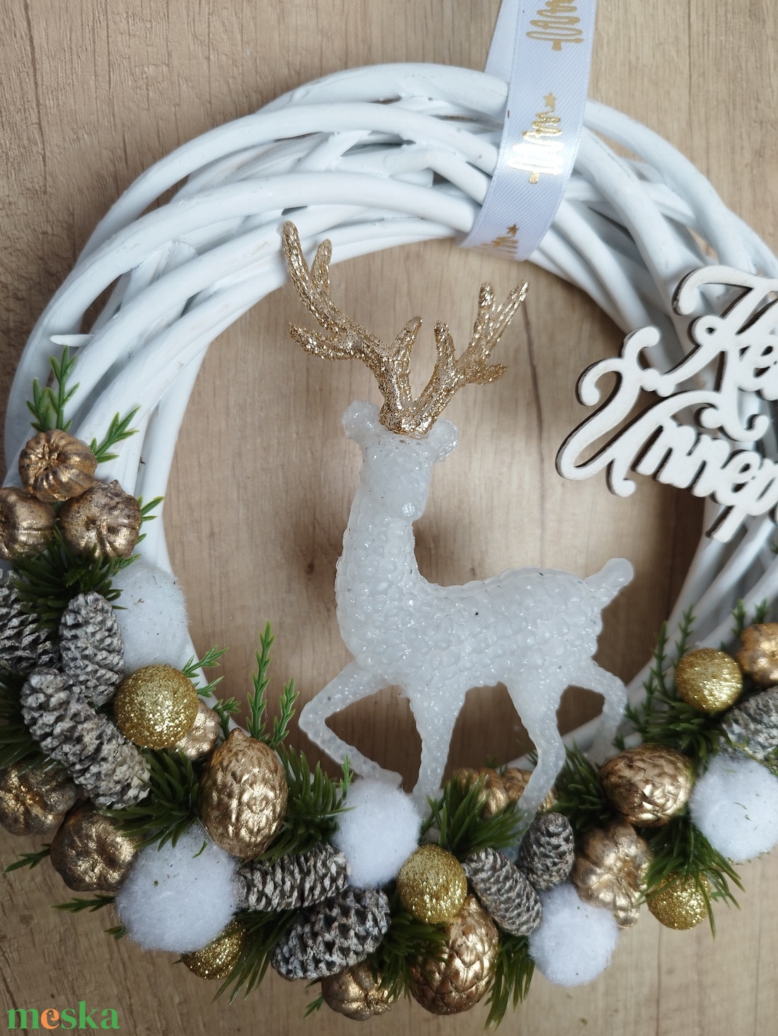 Vesszőkoszorú szarvassal - otthon & életmód - dekoráció - ajtó- és ablak dekoráció - ajtódísz & kopogtató - Meska.hu