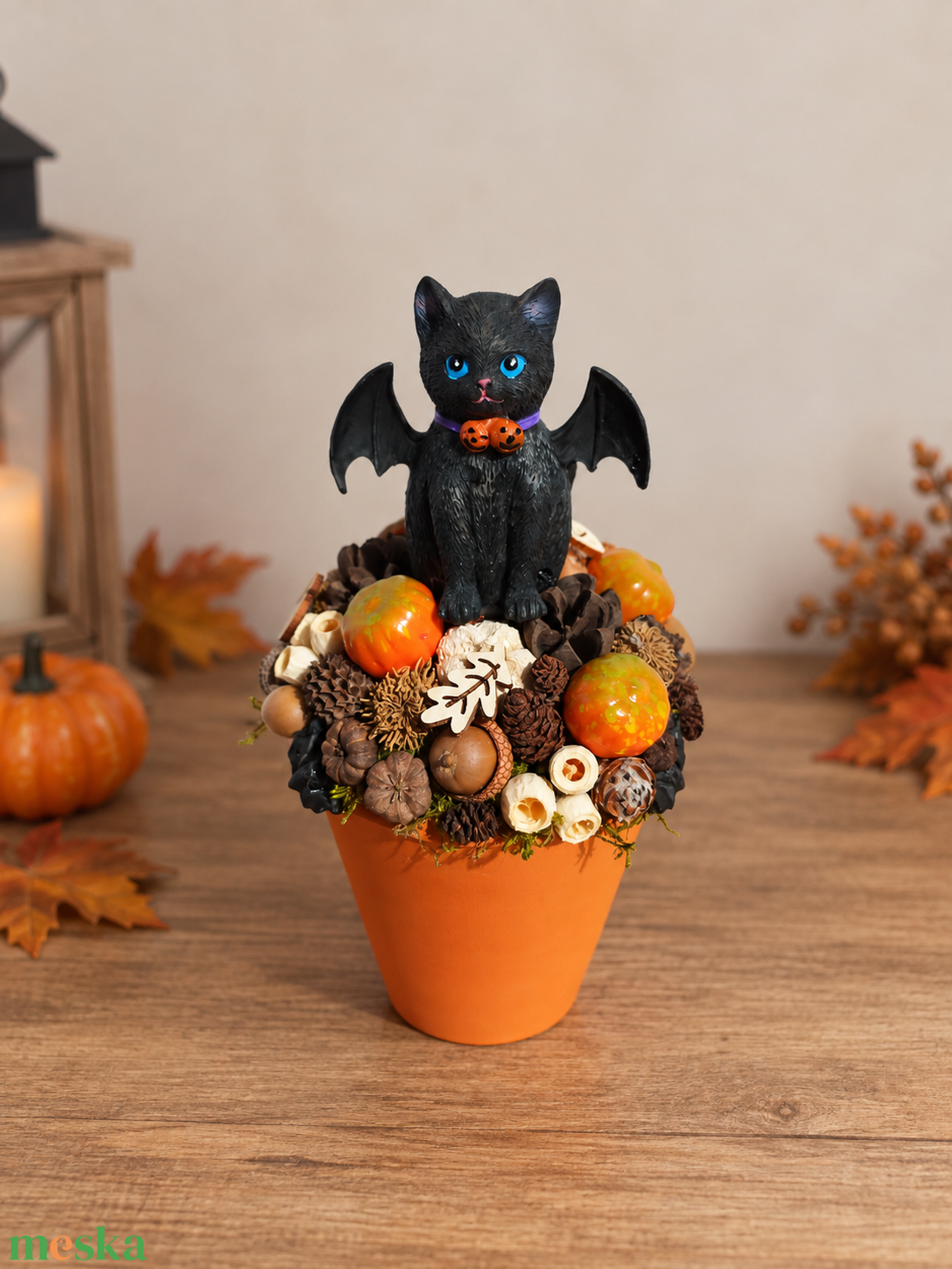 Halloween-i cica � őszi asztaldísz  - otthon & életmód - dekoráció - asztal és polc dekoráció - asztaldísz - Meska.hu