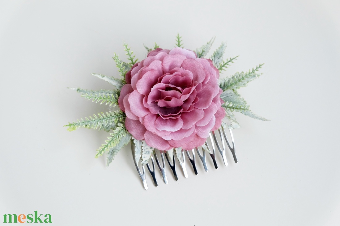 Menyasszonyi fésűs hajdísz málya rózsaszín - esküvő - hajdísz - fésűs hajdísz - Meska.hu