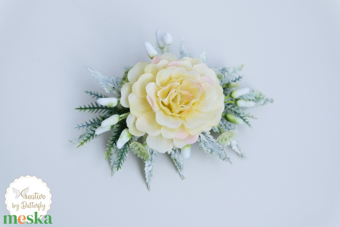 Menyasszonyi kontycsattos hajdísz sárga - esküvő - hajdísz - kontydísz & hajdísz - Meska.hu