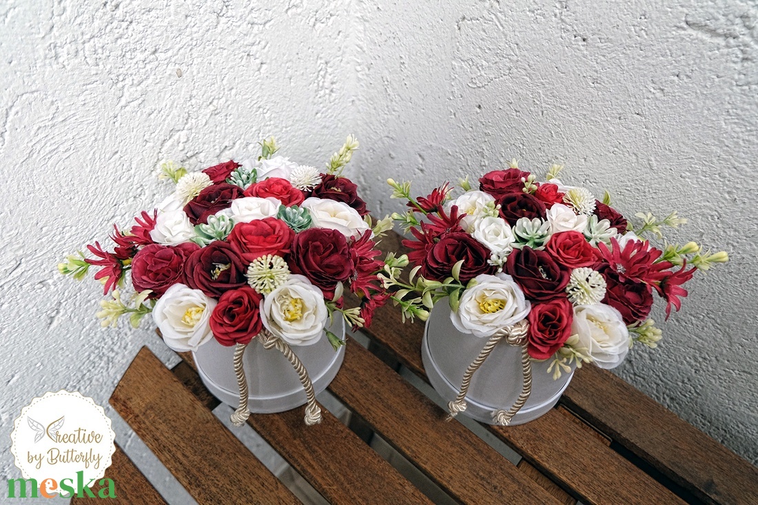 Esküvői szülőköszöntő tavaszi asztaldísz selyemvirágos virágbox - esküvő - emlék & ajándék - szülőköszöntő ajándék - Meska.hu