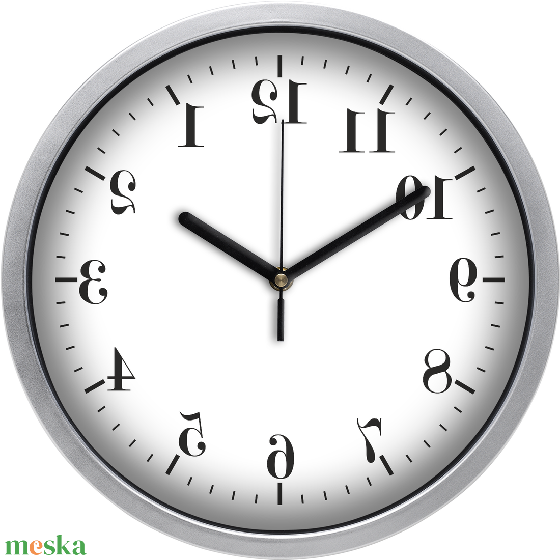 Visszafelé járó falióra tükrözött számokkal, 30 cm - otthon & életmód - dekoráció - fali és függő dekoráció - falióra & óra - Meska.hu