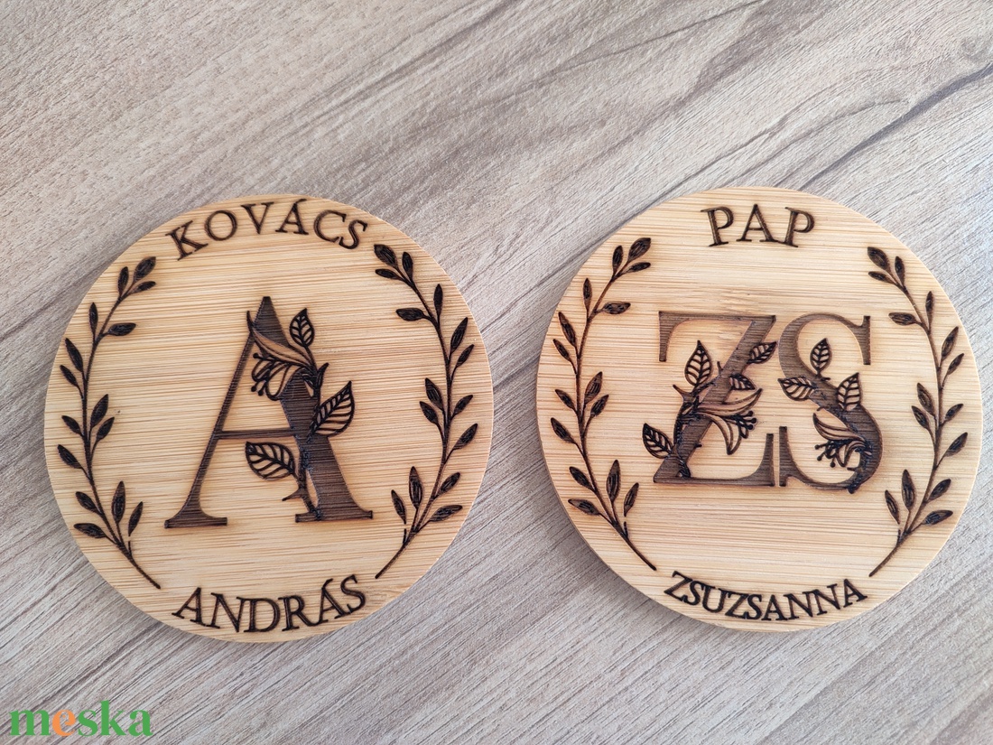 Esküvői ültető � bambusz poháralátét - esküvő - meghívó & kártya - ültetési rend - Meska.hu