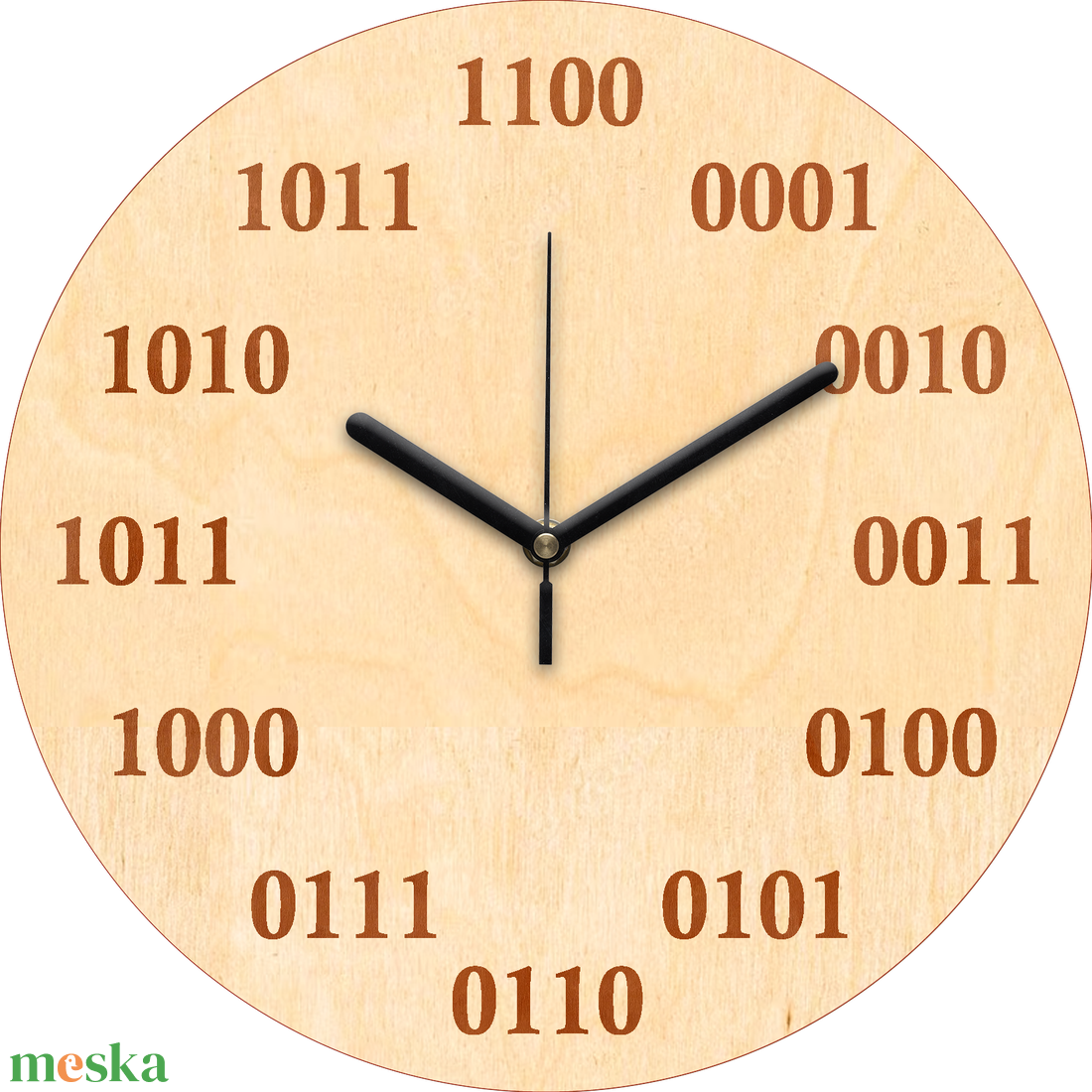 Gravírozott bináris falióra - otthon & életmód - dekoráció - fali és függő dekoráció - falióra & óra - Meska.hu