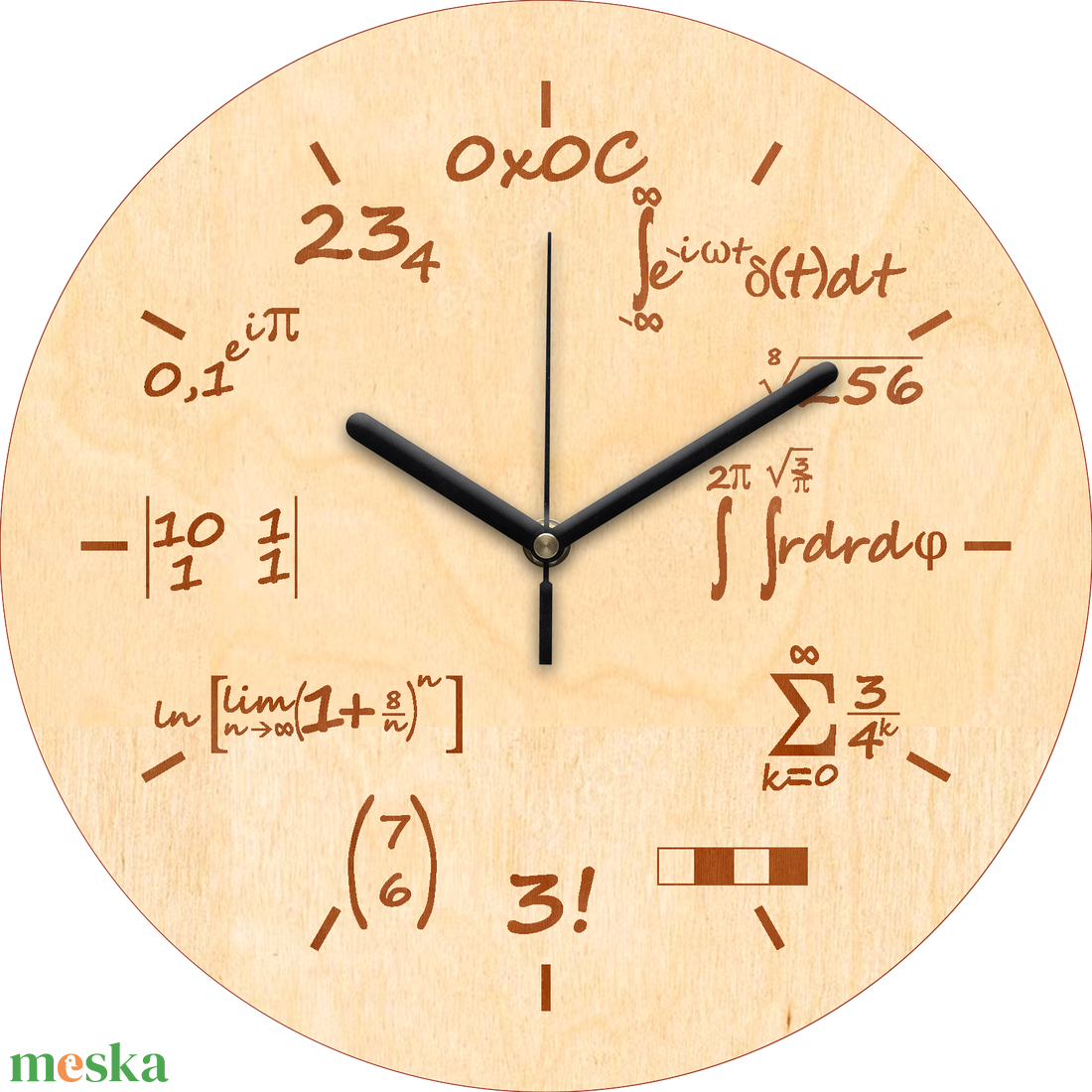 Gravírozott matekzseni falióra - otthon & életmód - dekoráció - fali és függő dekoráció - falióra & óra - Meska.hu