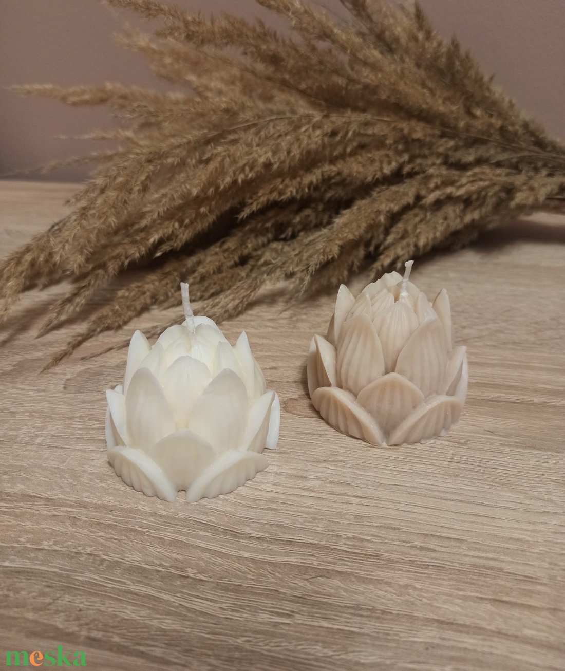 Lótusz  szójaviasz gyertya - esküvő - dekoráció - asztaldísz - Meska.hu
