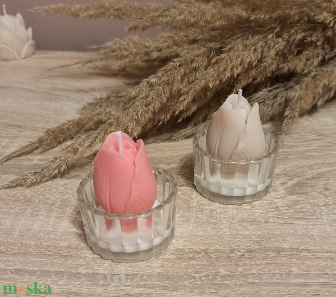 Tulipán szójaviasz gyertya - esküvő - dekoráció - asztaldísz - Meska.hu