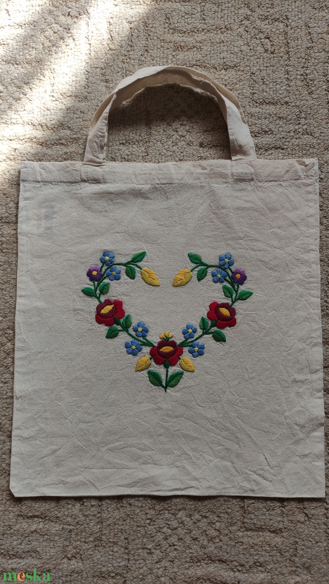 Kézzel hímzett szatyor  - táska & tok - bevásárlás & shopper táska - shopper, textiltáska, szatyor - Meska.hu