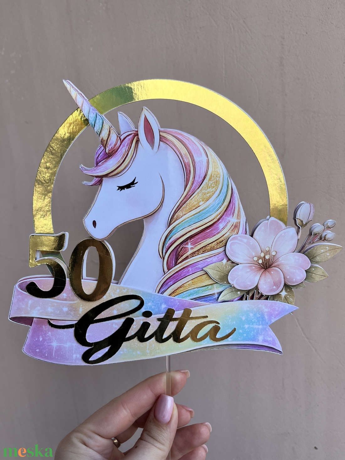 Elegáns Unikornis tortabeszúró - esküvő - dekoráció - sütidísz - Meska.hu