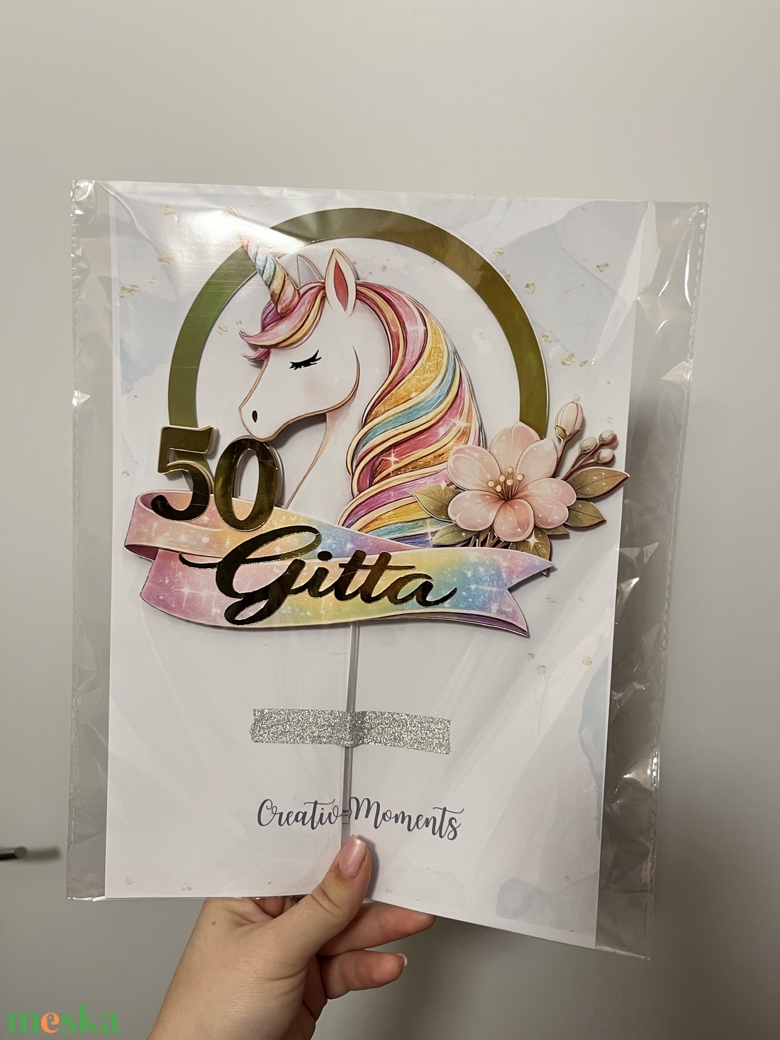 Elegáns Unikornis tortabeszúró - esküvő - dekoráció - sütidísz - Meska.hu