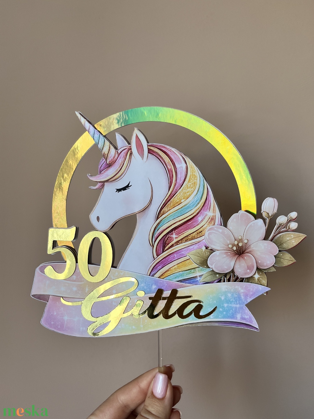 Elegáns Unikornis tortabeszúró - esküvő - dekoráció - sütidísz - Meska.hu