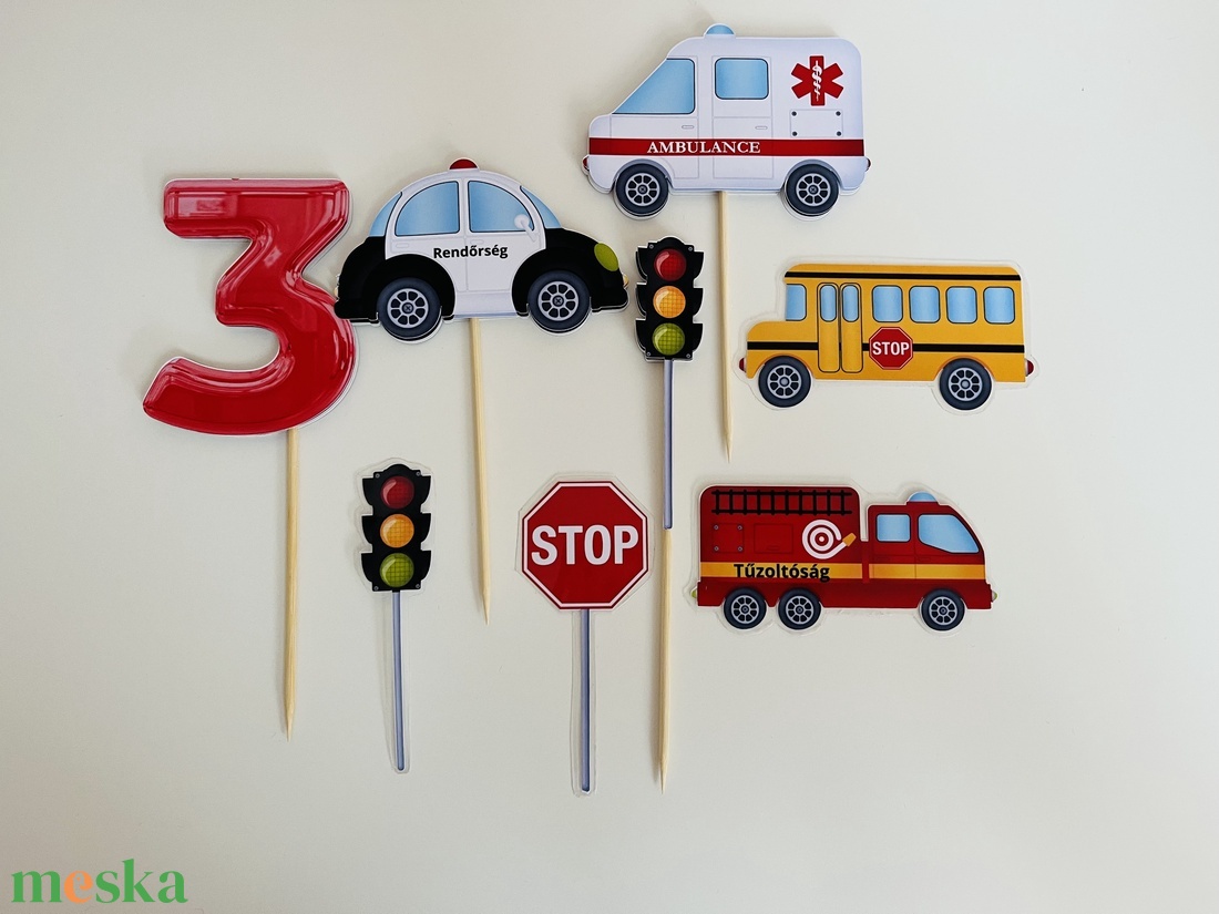Több Darabos Járműves Tortabeszúró � Mentő, Tűzoltó, Busz, Rendőr! - esküvő - dekoráció - sütidísz - Meska.hu