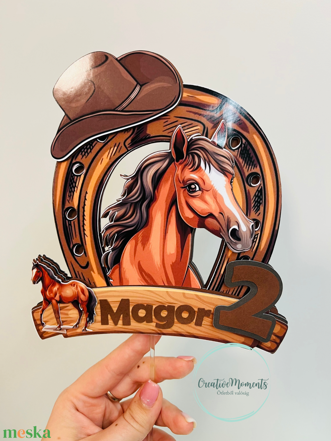 Lovas Tortabeszúró � Pátkó Keretben Cowboy Kalappal! - esküvő - dekoráció - sütidísz - Meska.hu