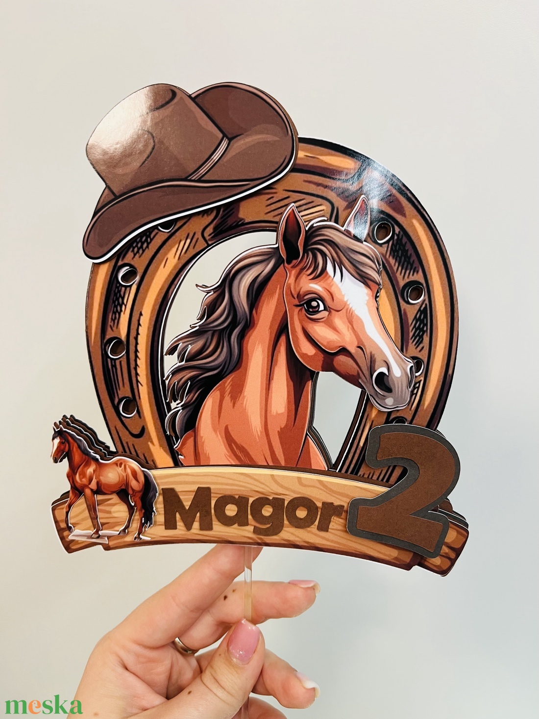 Lovas Tortabeszúró � Pátkó Keretben Cowboy Kalappal! - esküvő - dekoráció - sütidísz - Meska.hu
