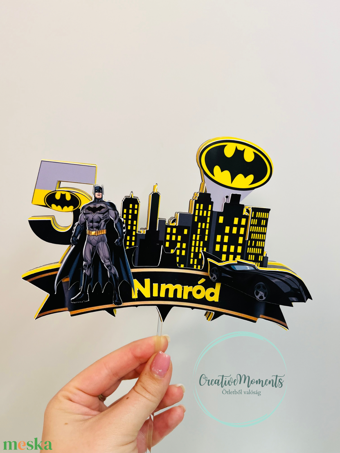 Batman Tortabeszúró Batman Mobillal! - esküvő - dekoráció - sütidísz - Meska.hu