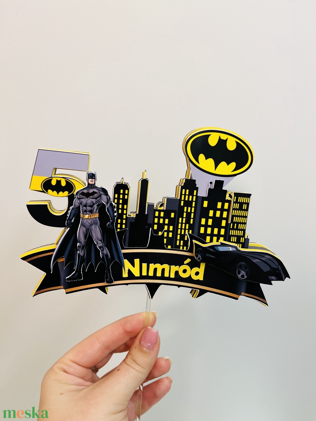 Batman Tortabeszúró Batman Mobillal! - esküvő - dekoráció - sütidísz - Meska.hu