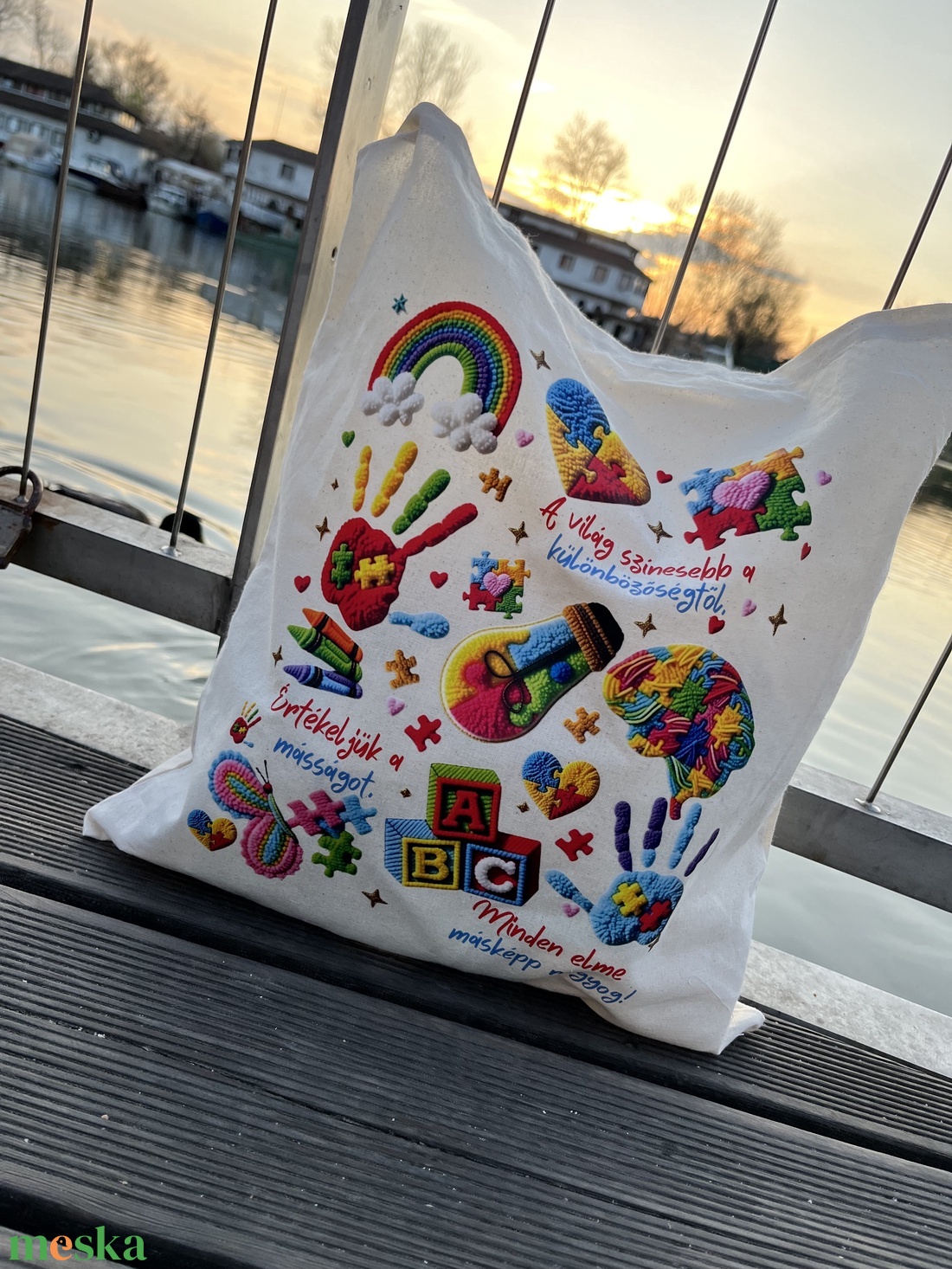 Autizmus világnap vászontáska � adományos kampány (limitált) - táska & tok - kézitáska & válltáska - válltáska - Meska.hu