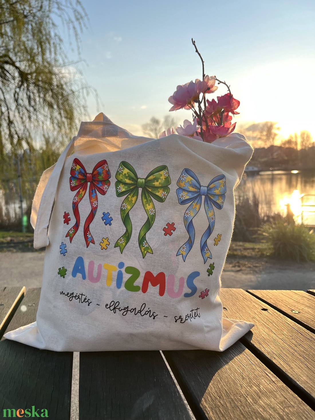 Autizmus világnap vászontáska � adományos kampány (limitált) - táska & tok - kézitáska & válltáska - válltáska - Meska.hu