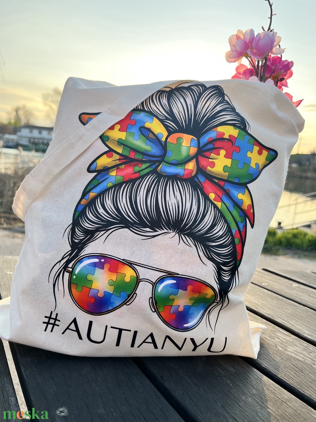 Autizmus világnap vászontáska � adományos kampány (limitált) - táska & tok - kézitáska & válltáska - válltáska - Meska.hu