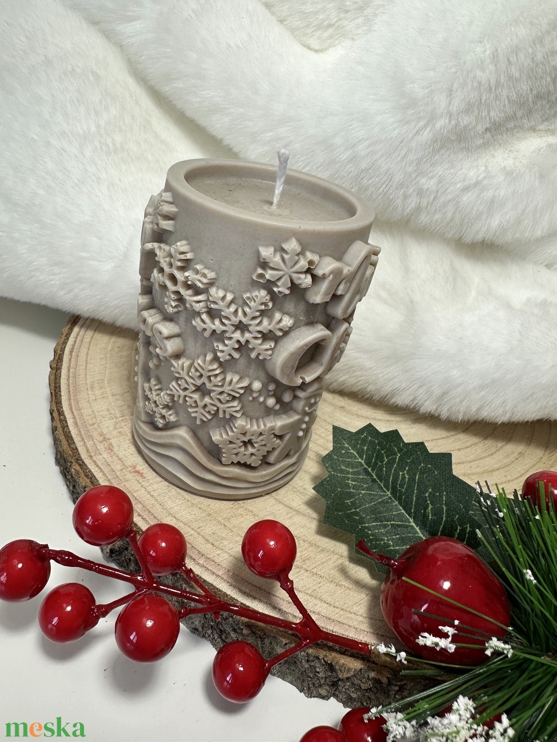 Mézeskalácsos Karácsonyi Henger Gyertya - Barna - otthon & életmód - gyertya, illat, aroma - gyertya - Meska.hu