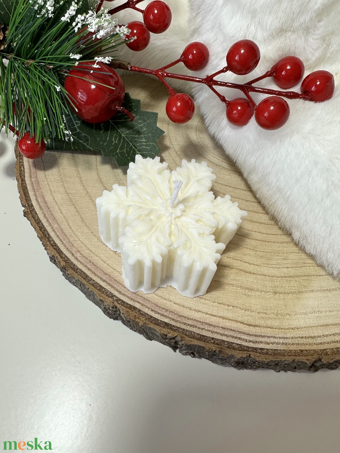 Hópehely Szójaviasz Gyertya - Fehér - otthon & életmód - gyertya, illat, aroma - gyertya - Meska.hu