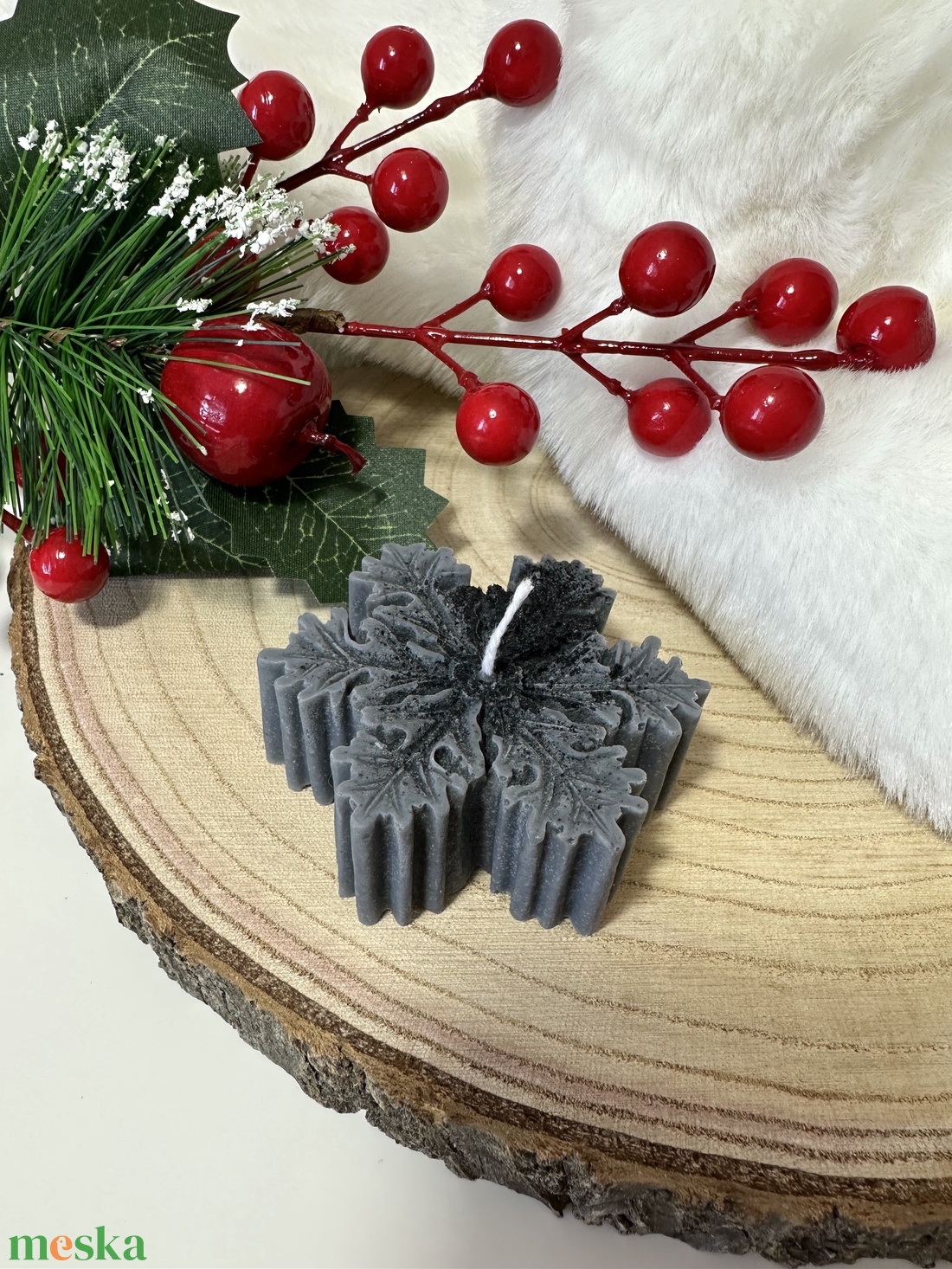 Hópehely Szójaviasz Gyertya - Fekete - otthon & életmód - gyertya, illat, aroma - gyertya - Meska.hu