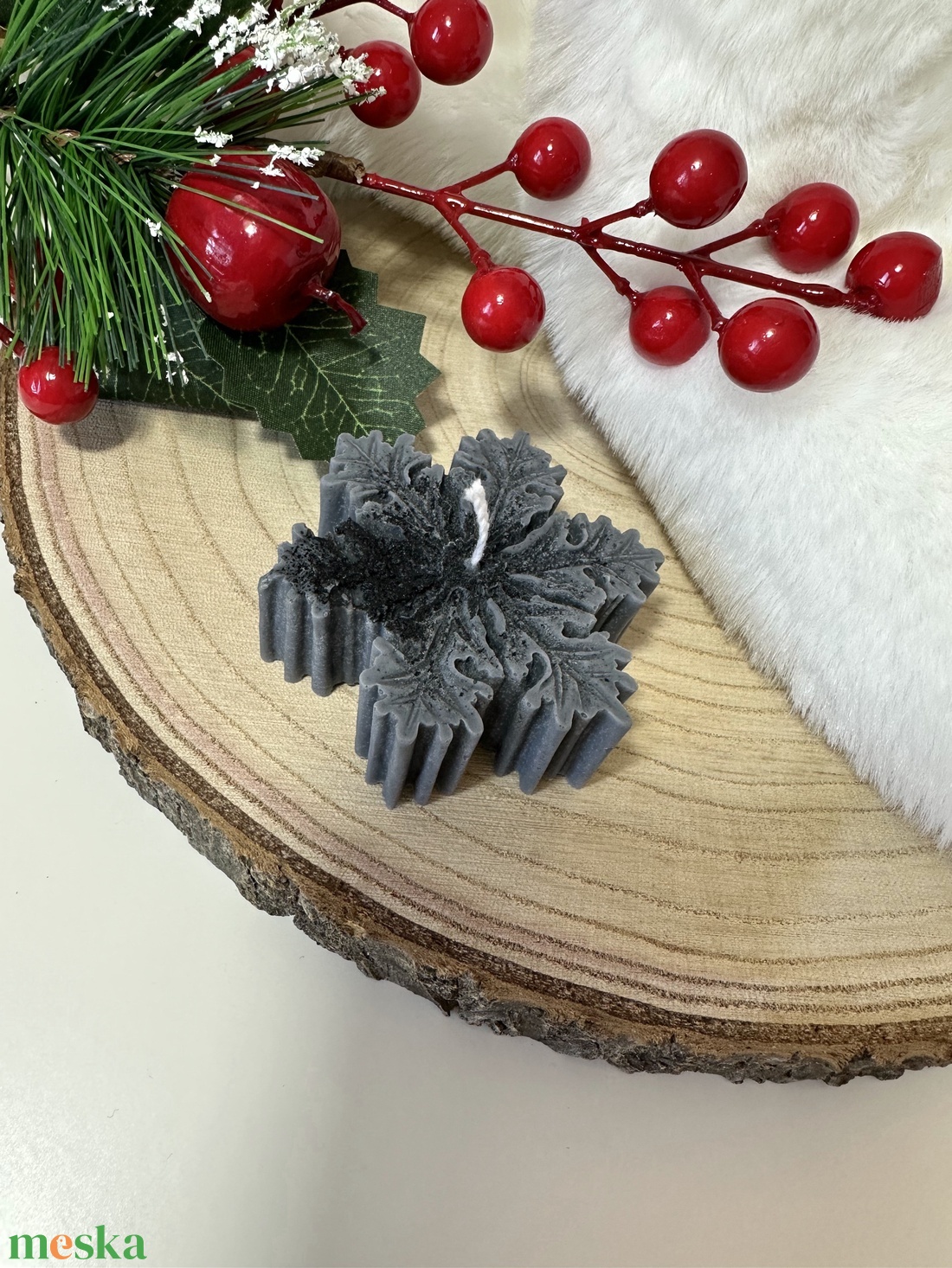 Hópehely Szójaviasz Gyertya - Fekete - otthon & életmód - gyertya, illat, aroma - gyertya - Meska.hu