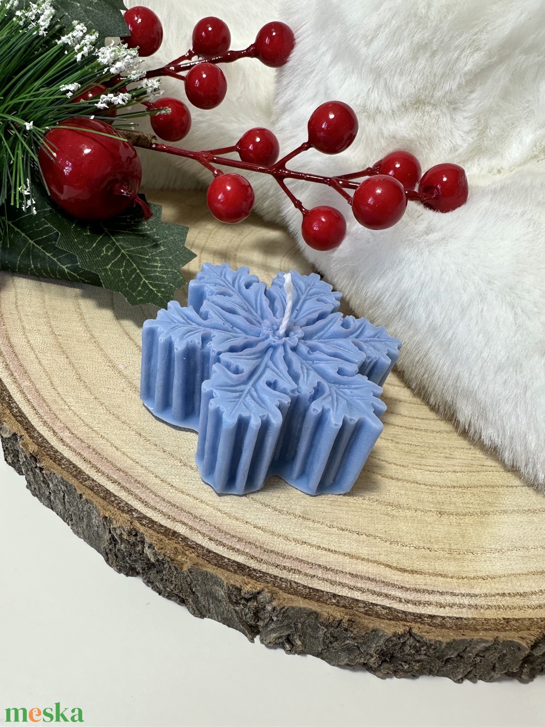 Hópehely Szójaviasz Gyertya - Kék - otthon & életmód - gyertya, illat, aroma - gyertya - Meska.hu