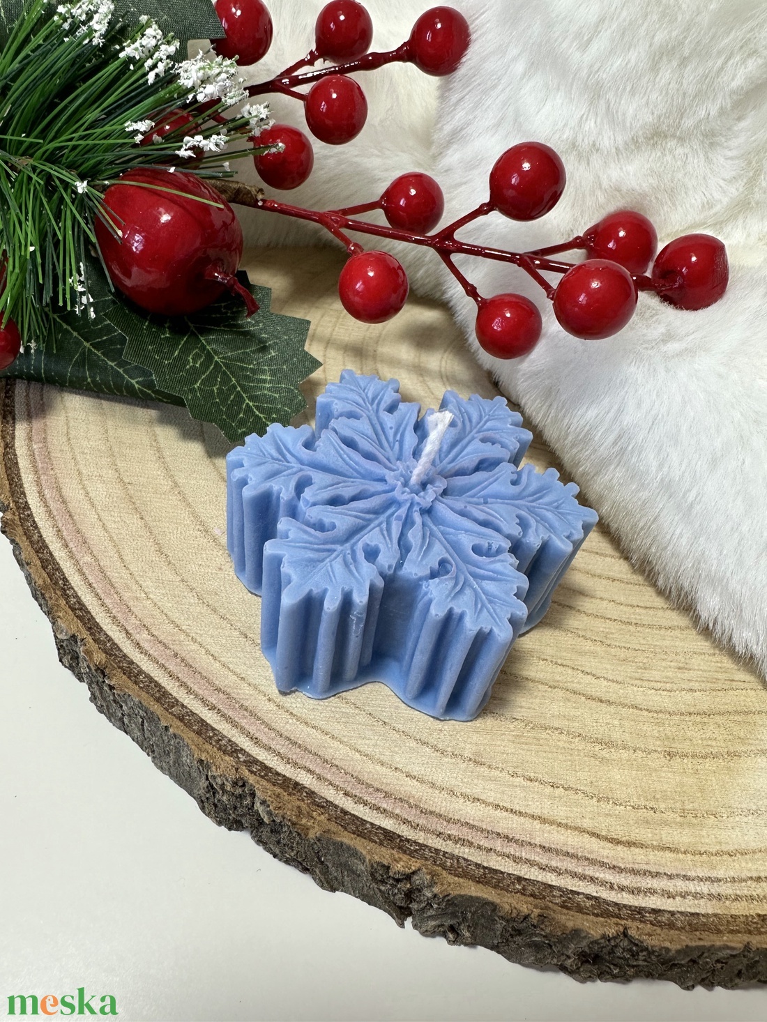 Hópehely Szójaviasz Gyertya - Kék - otthon & életmód - gyertya, illat, aroma - gyertya - Meska.hu