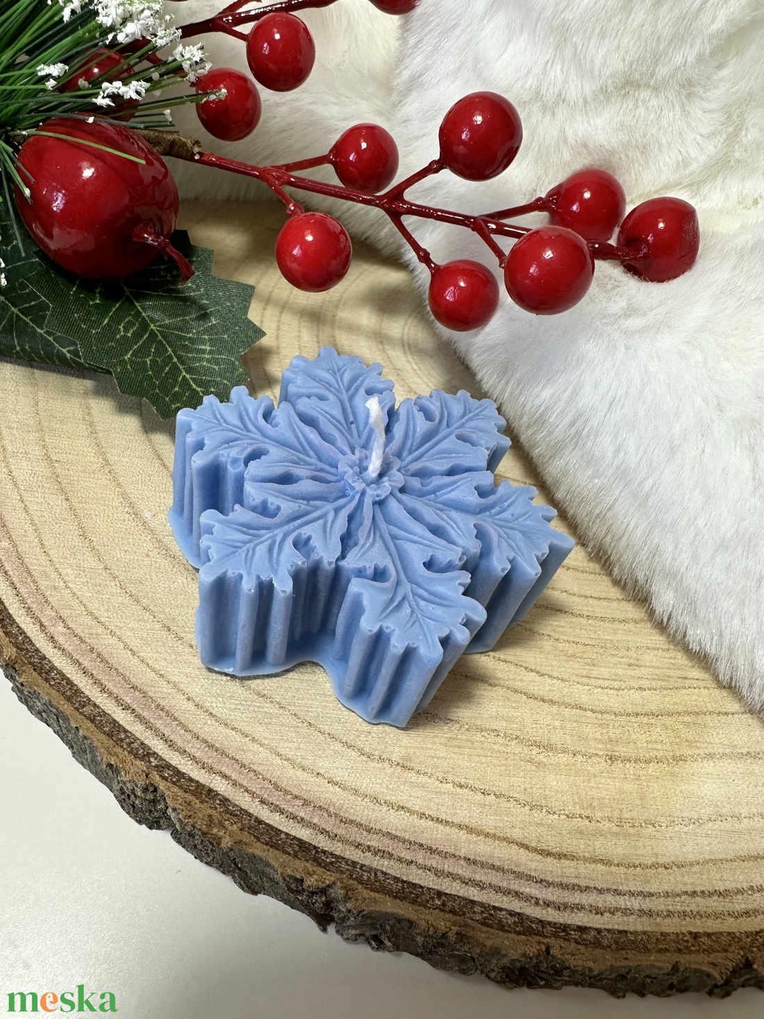 Hópehely Szójaviasz Gyertya - Kék - otthon & életmód - gyertya, illat, aroma - gyertya - Meska.hu