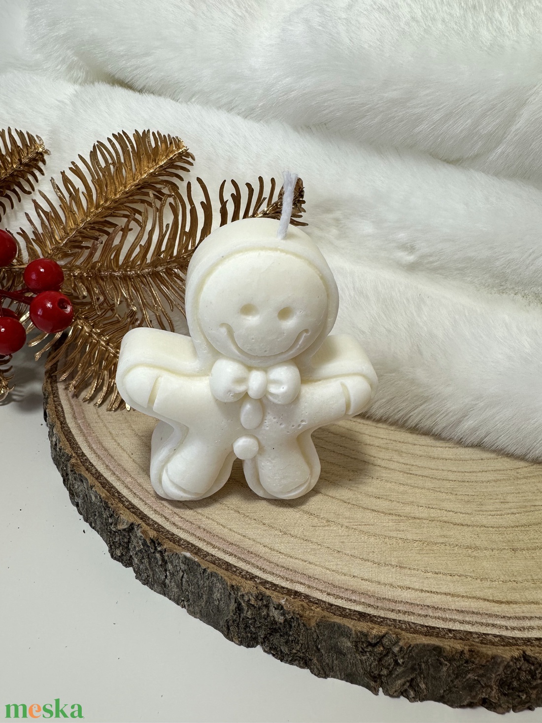 Karácsonyi Mézeskalács Gyertya - Fehér - otthon & életmód - gyertya, illat, aroma - gyertya - Meska.hu