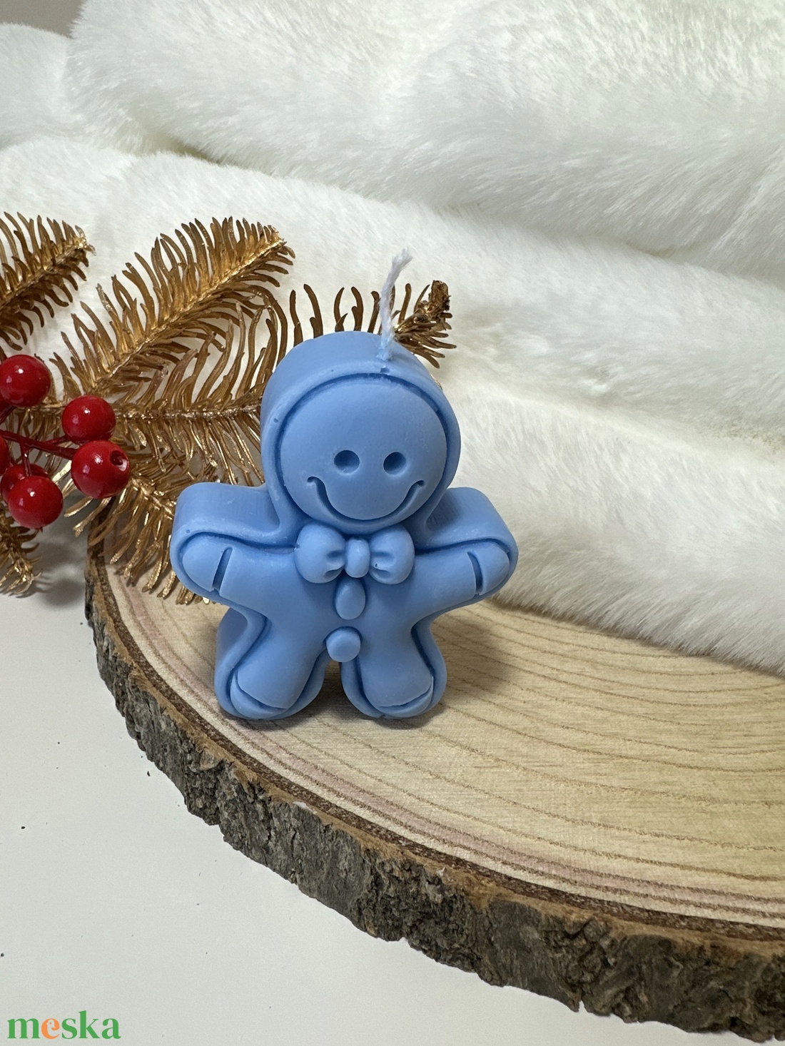 Karácsonyi Mézeskalács Gyertya - Kék - otthon & életmód - gyertya, illat, aroma - gyertya - Meska.hu