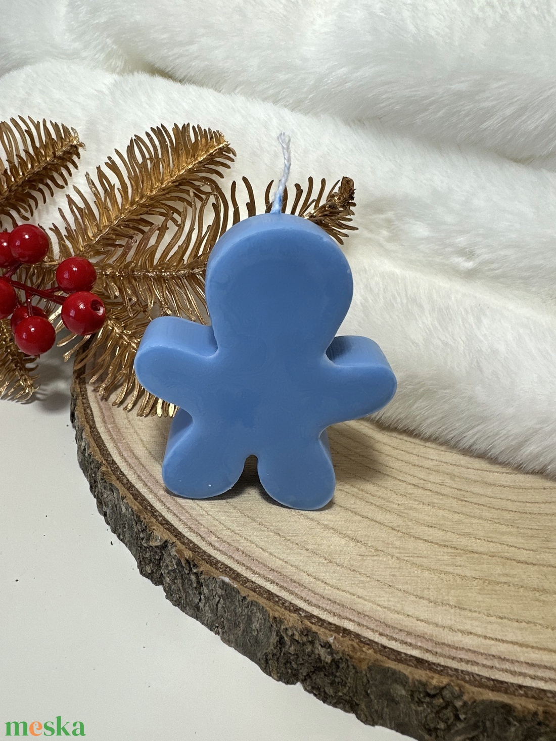 Karácsonyi Mézeskalács Gyertya - Kék - otthon & életmód - gyertya, illat, aroma - gyertya - Meska.hu