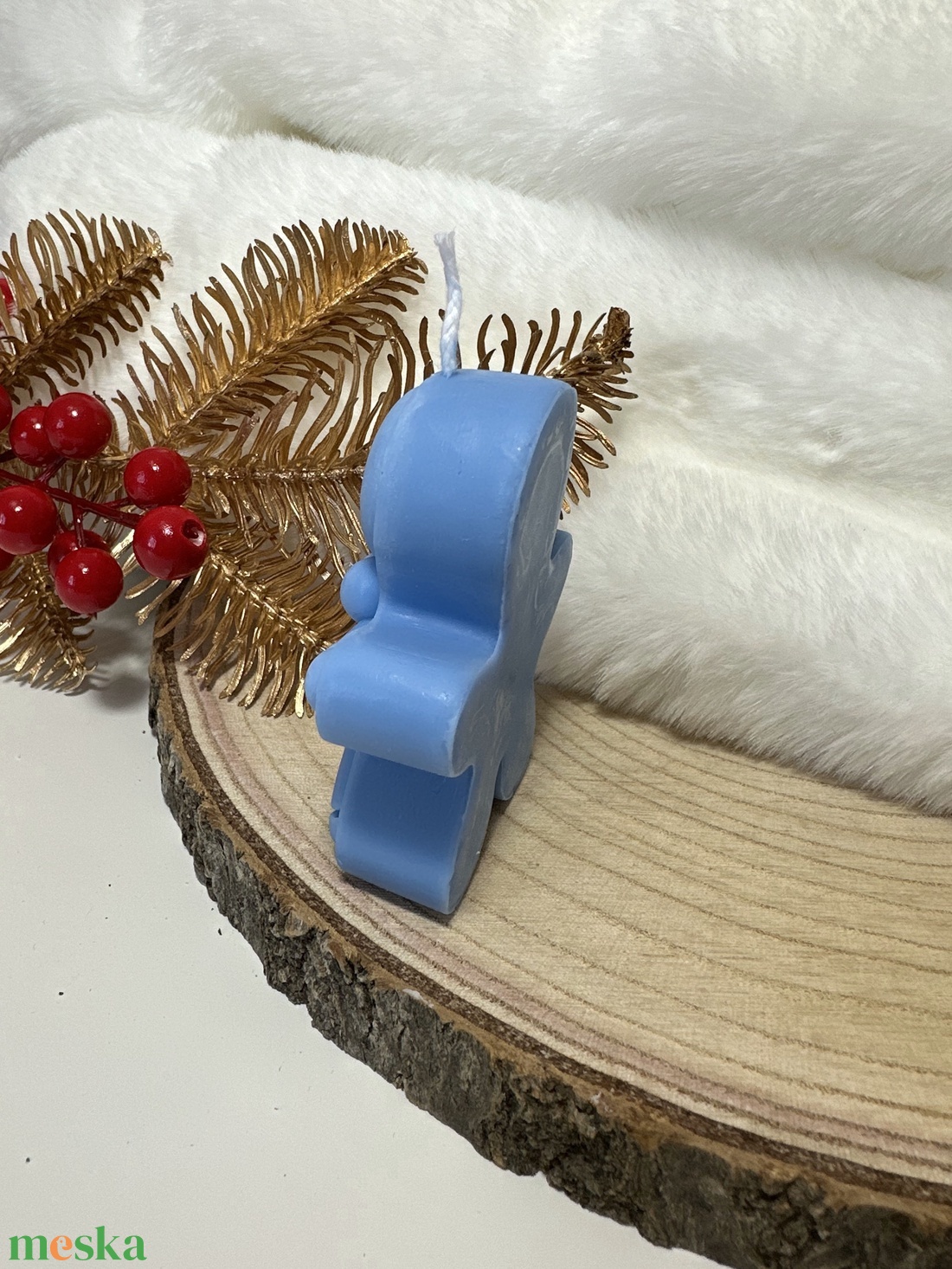 Karácsonyi Mézeskalács Gyertya - Kék - otthon & életmód - gyertya, illat, aroma - gyertya - Meska.hu