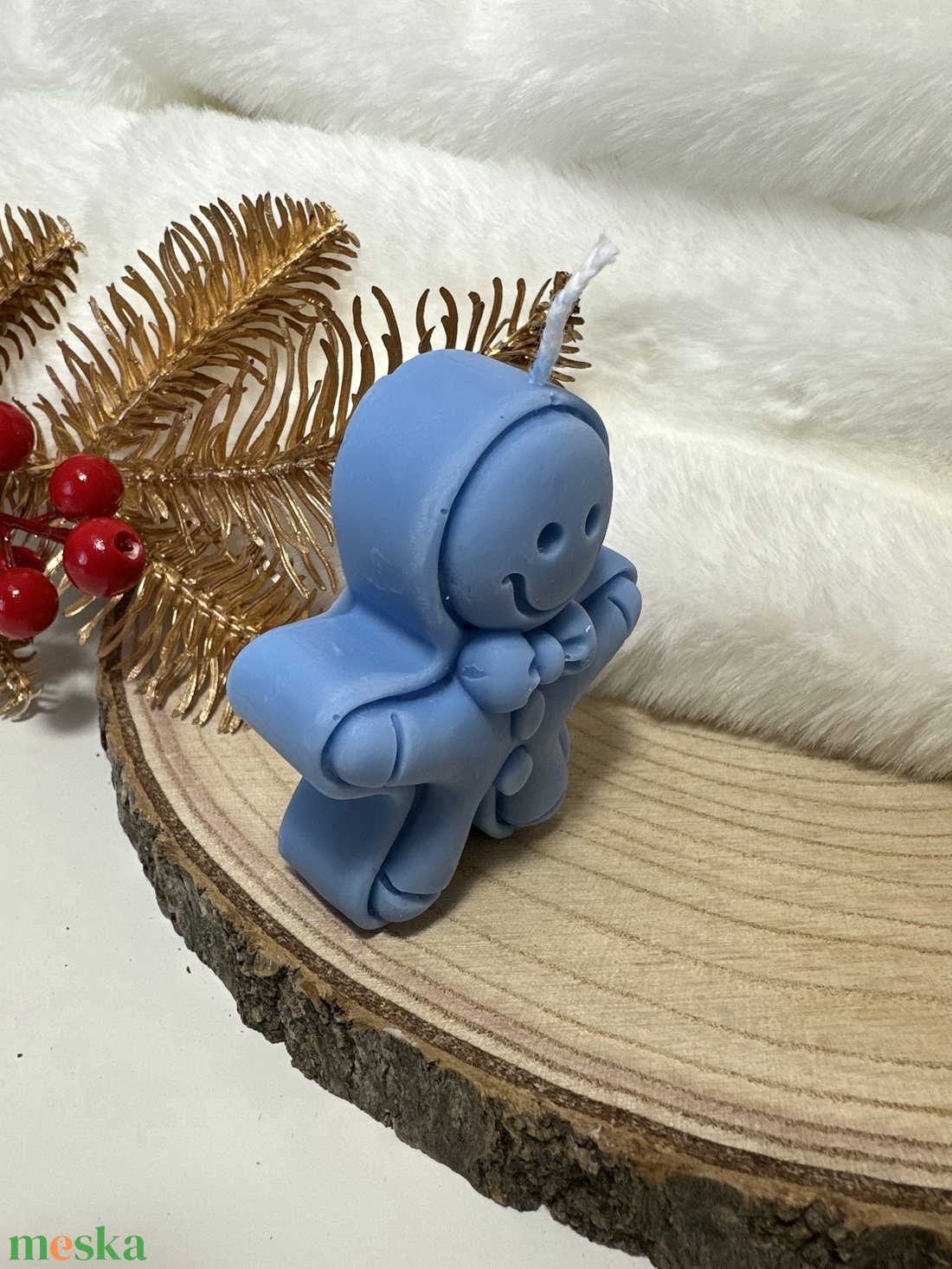 Karácsonyi Mézeskalács Gyertya - Kék - otthon & életmód - gyertya, illat, aroma - gyertya - Meska.hu