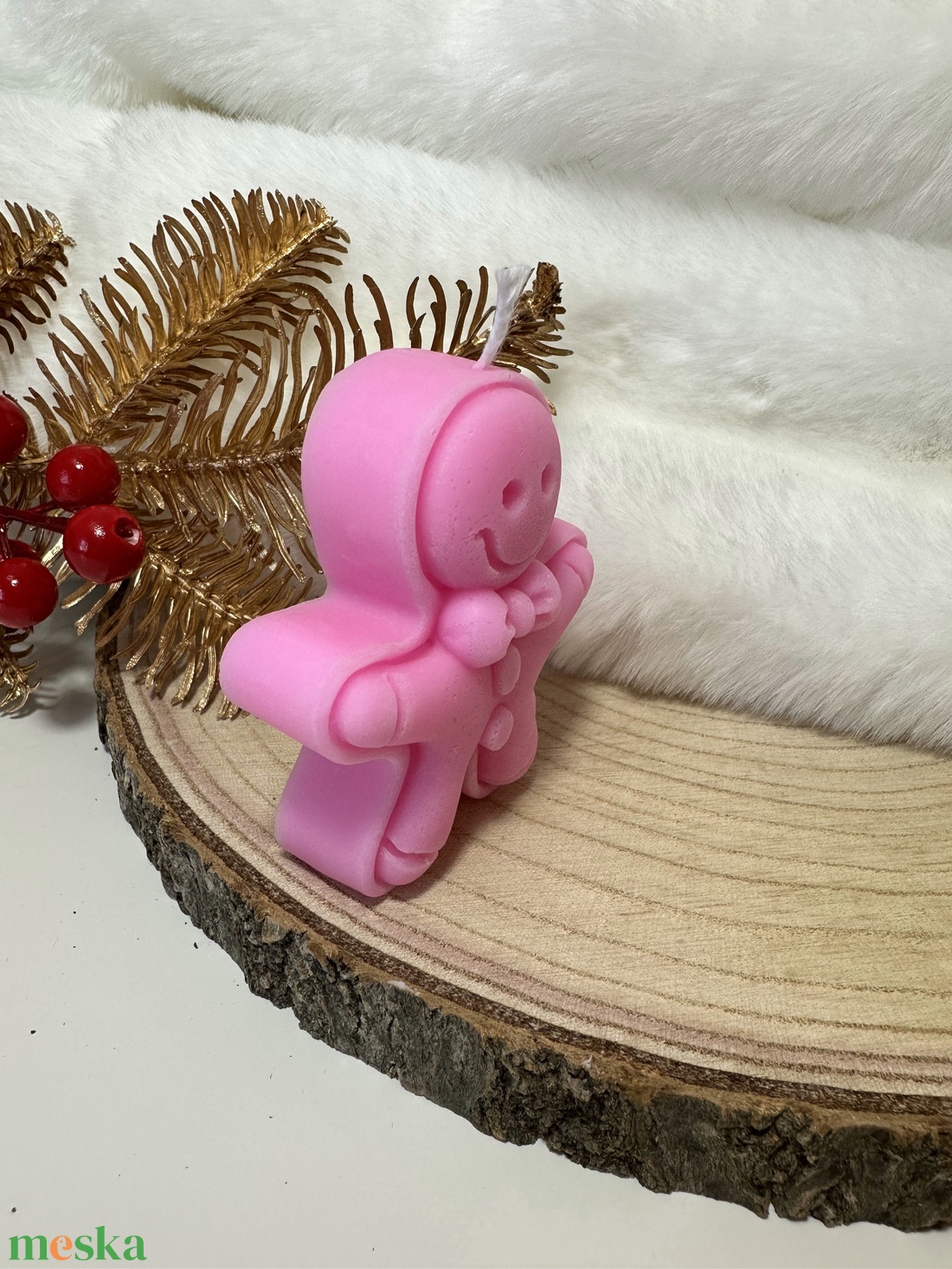 Karácsonyi Mézeskalács Gyertya - Rózsaszín - otthon & életmód - gyertya, illat, aroma - gyertya - Meska.hu