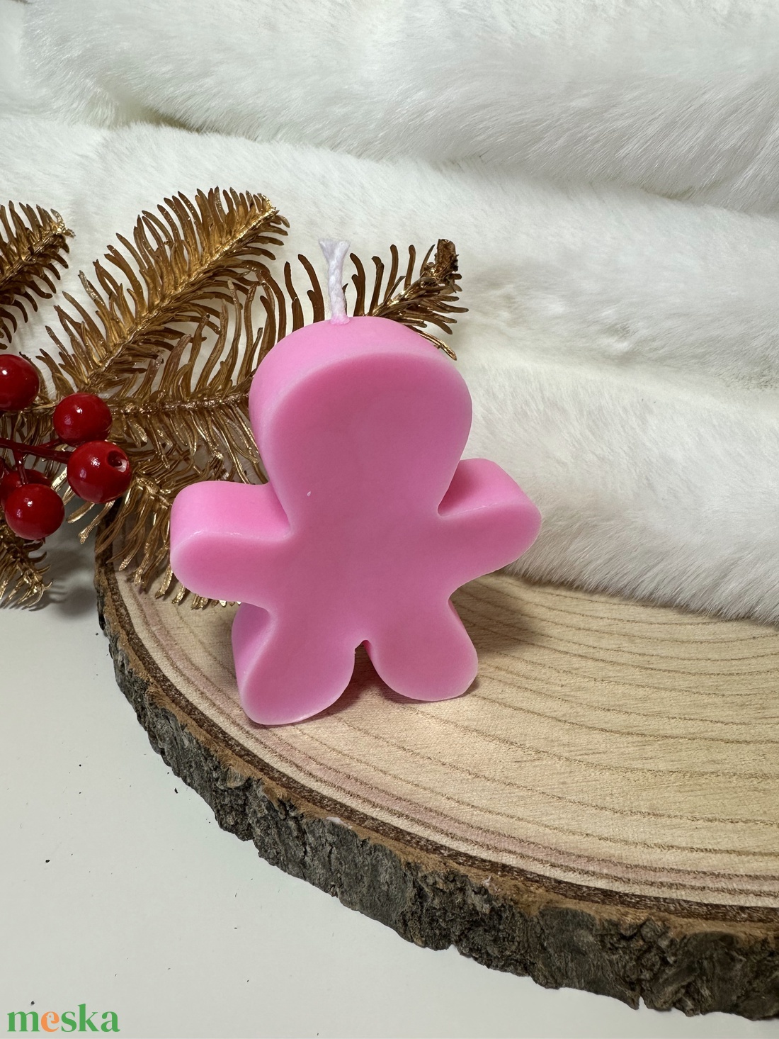 Karácsonyi Mézeskalács Gyertya - Rózsaszín - otthon & életmód - gyertya, illat, aroma - gyertya - Meska.hu