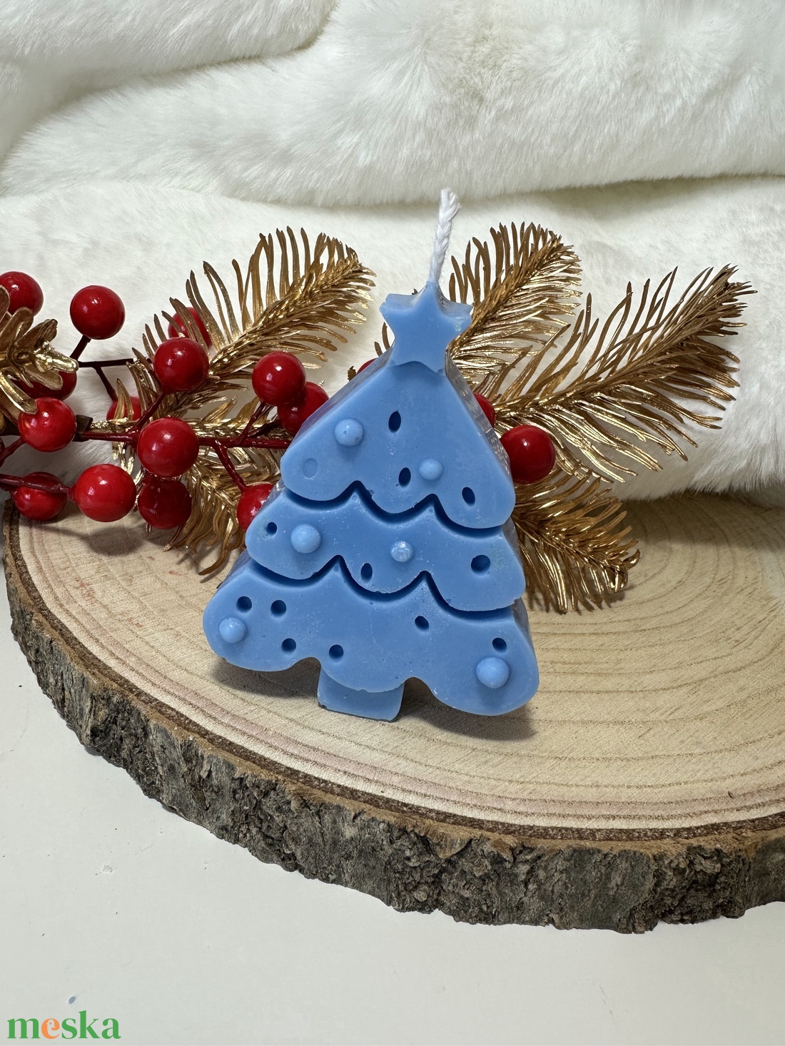 Karácsonyfa Gyertya - Kék - otthon & életmód - gyertya, illat, aroma - gyertya - Meska.hu