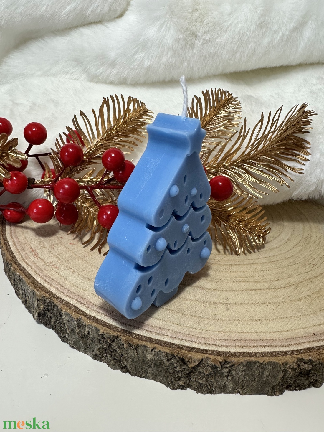 Karácsonyfa Gyertya - Kék - otthon & életmód - gyertya, illat, aroma - gyertya - Meska.hu