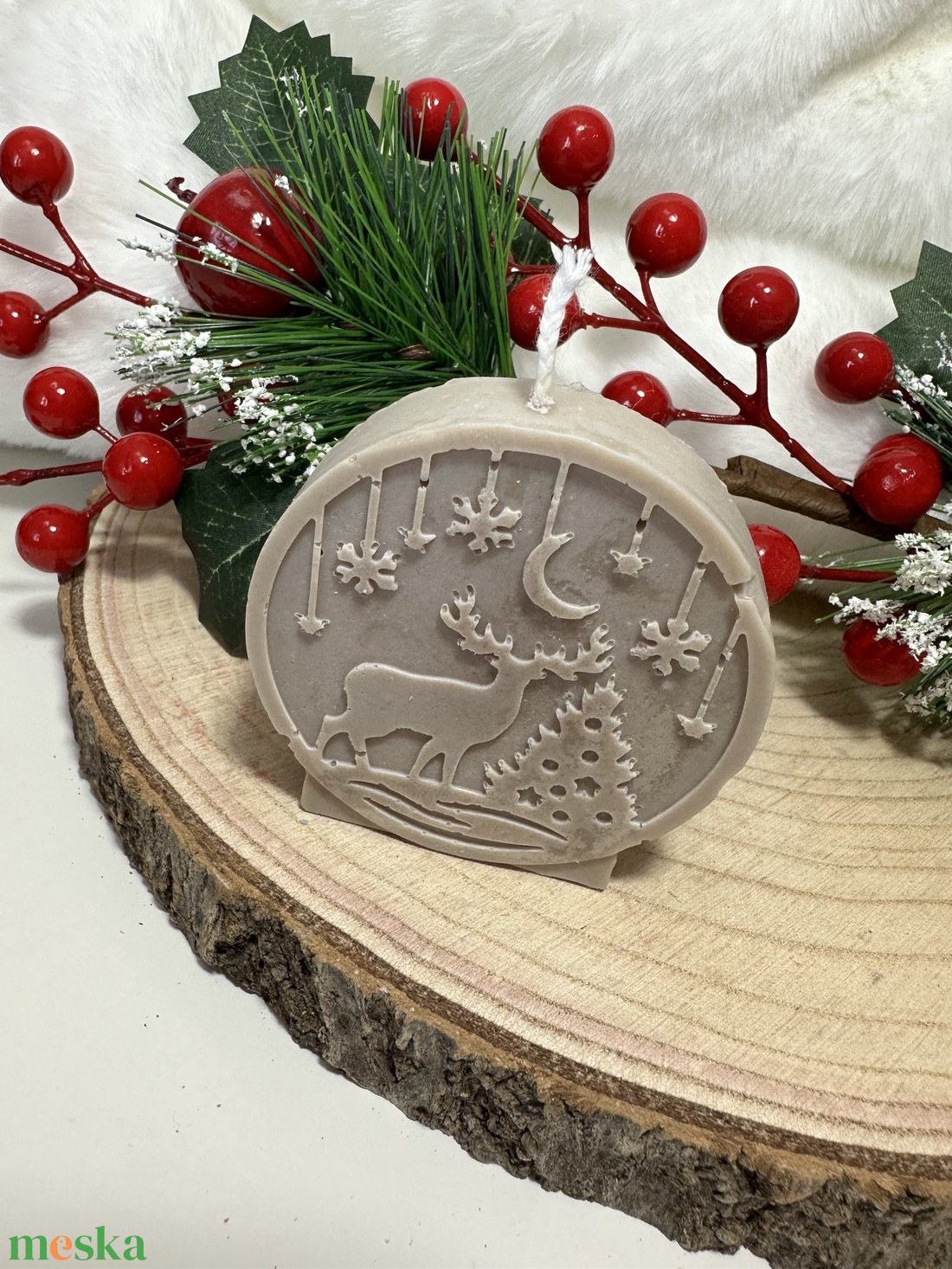 Karácsonyi Szarvasos Szójaviasz Gyertya - Barna - otthon & életmód - gyertya, illat, aroma - gyertya - Meska.hu